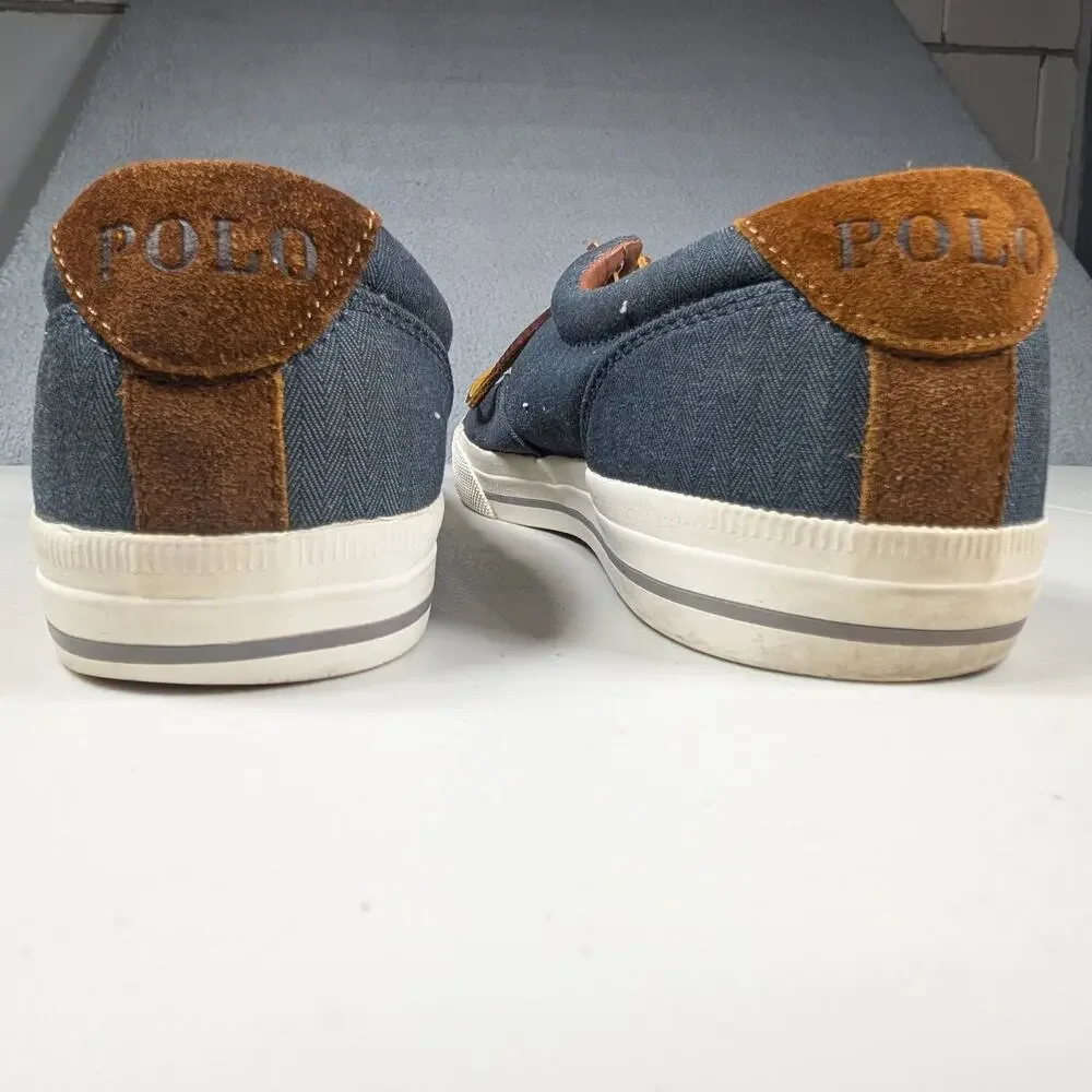 Polo Ralph Lauren Vaughn Shoes Mens Size 10 Chambray Herringbone Suede Casual